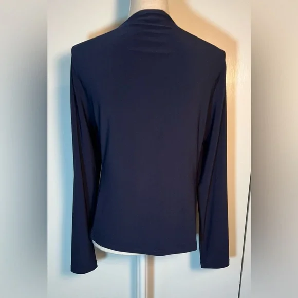 Sympli Open Front Shrug Jacket Women’s Size L Navy Blue Handkerchief Style Lapel - Picture 4 of 8